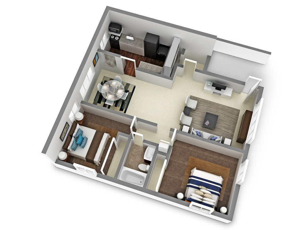 Two Bedroom One Bathroom FloorPlan