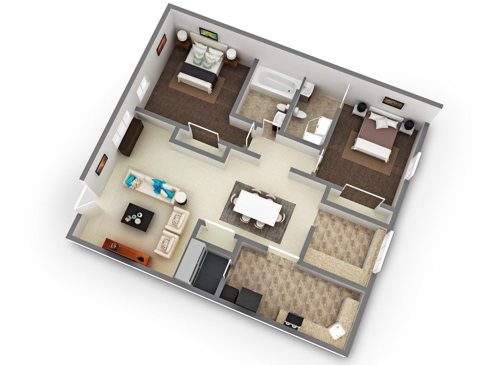 Two Bedroom Two Bathroom Deluxe Floor Plan
