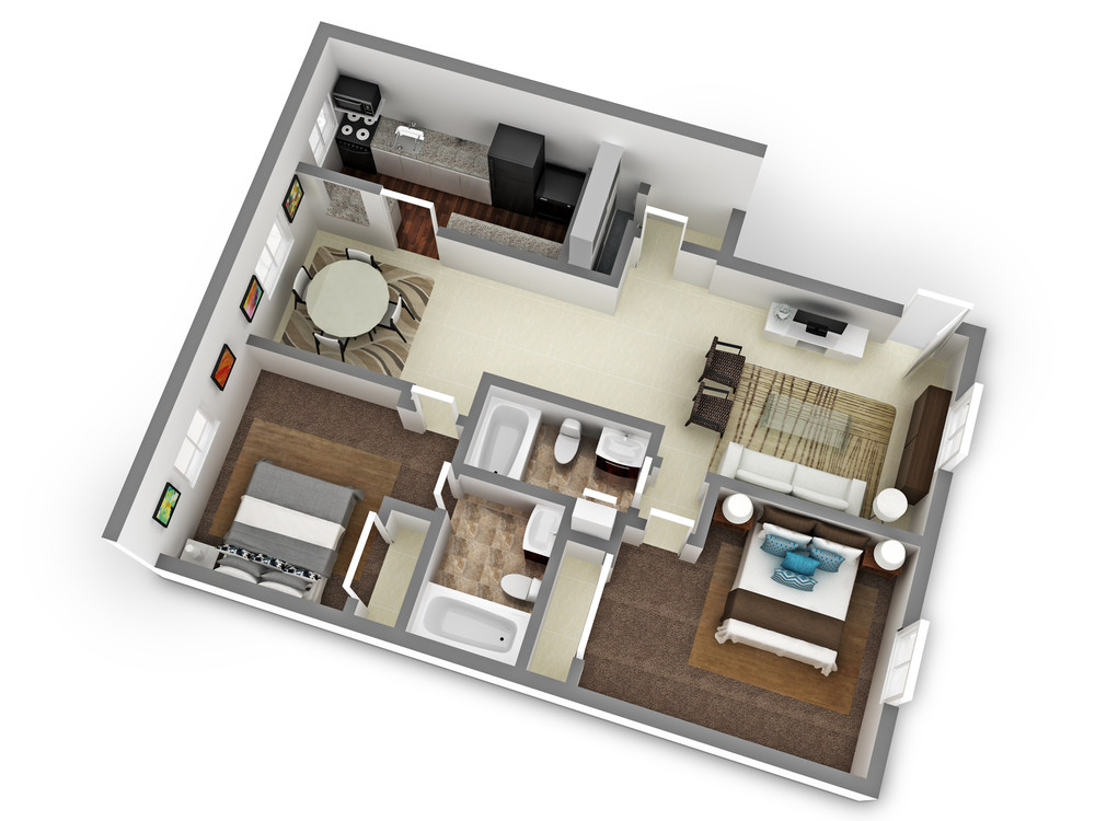 Two Bedroom Two Bathroom Floor Plan